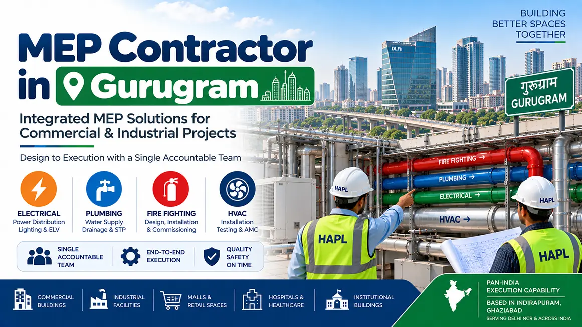 MEP contractor in Gurugram providing HVAC electrical plumbing and fire fighting services